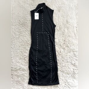 Wolford Nobilitas bodycon black/metaldust dress, NWT, size small